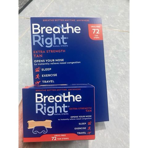[Mẫu mới  Date 2029] Hộp Miếng dán giảm nghẹt mũi, giảm ngáy (gáy) khi ngủ Breathe Right 72 miếng