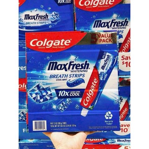 Kem đánh răng Colgate Max Fresh Whitening 10X Cool ( 206g) - Hàng Mỹ sét 5 cây