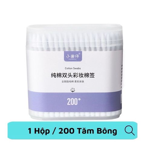 Hộp 200 Tăm Bông Ngoáy Tai 2 Đầu - Bông Kháng Khuẩn Chất Lượng Cao, An Toàn Vệ Sinh Tai, Mũi, Trang Điểm