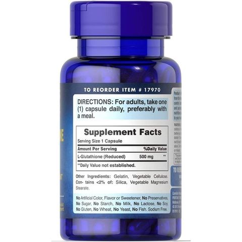 Viên Uống Trắng Da, Chống Oxy Hóa, Bổ Gan - Glutathione 500mg Puritan's Pride 30 viên - Shop Songvy