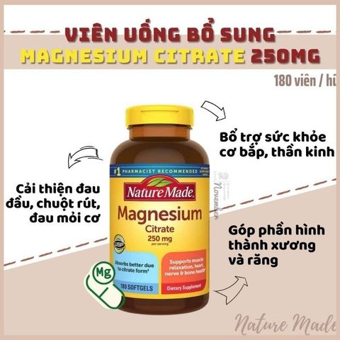 [Date 2027] Viên uống bổ sung Magie Nature Made Magnesium - Shop Songvy