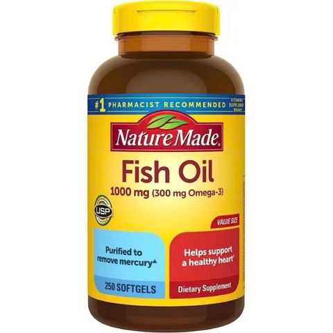 Dầu cá Nature Made Fish Oil 1000mg (300mg Omega-3) 200 viên hỗ trợ sáng mắt, tim mạch, huyết áp trí não