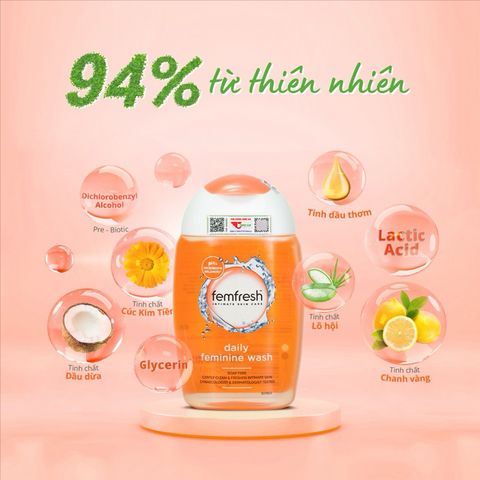 Dung Dịch Vệ Sinh Phụ Nữ Cao Cấp Femfresh 250ml - Gel Tự Nhiên Kháng Khuẩn, Sạch Sẽ, Thoải Mái Hàng Ngày