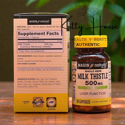 Viên Uống Hỗ Trợ Thải Độc Gan Mason Natural Milk Thistle 500mg - Bổ Gan, Giải Độc, 60 Viên Dành Cho Người Lớn