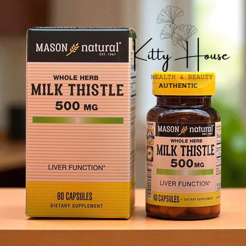 Viên Uống Hỗ Trợ Thải Độc Gan Mason Natural Milk Thistle 500mg - Bổ Gan, Giải Độc, 60 Viên Dành Cho Người Lớn