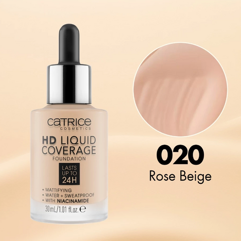Kem Nền Catrice HD Liquid Coverage 24h SPF25 30ml - Che Phủ Tốt, Lâu Trôi, Mỏng Nhẹ, Phù Hợp Mọi Loại Da
