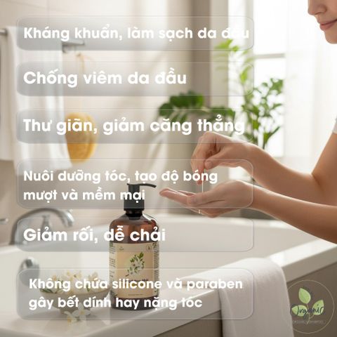 Dầu Gội Thảo Dược Hoa Nhài Lam Mộc - Giảm Gãy Rụng, Tóc Suôn Mượt Tự Nhiên, Không Silicone, Không Paraben, Duy Trì Độ Khỏe Cho Tóc