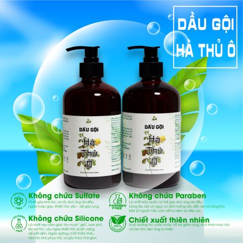Dầu Gội Thảo Dược Hà Thủ Ô Lam Mộc | Organic Shampoo Không Silicone & Paraben, Kích Thích Mọc Tóc, Giảm Rụng & Dưỡng Mượt Tóc