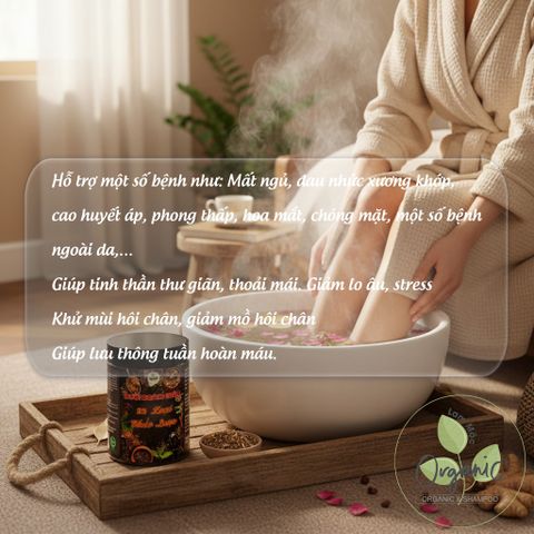 Muối Ngâm Chân Thảo Dược 25 Loại - Thải Độc, Thư Giãn, Ngủ Ngon 500g | Lam Mộc Organic & Shampoo