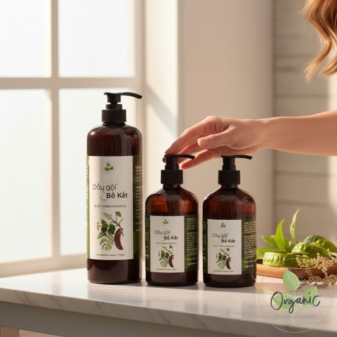 Dầu Gội Thảo Mộc Bồ Kết Lam Mộc - Giảm Gãy Rụng, Kích Thích Mọc Tóc, An Toàn Cho Nam Nữ, Không Silicone, Không Paraben, Tóc Bóng Mượt