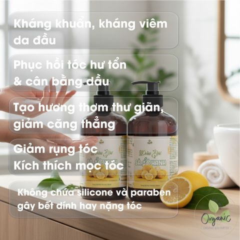 Combo Dầu Gội Thảo Dược Sả Chanh & Dầu Xả Sữa Dừa Lam Mộc - Chăm Sóc Tóc Mềm Mượt, Khỏe Mạnh, An Toàn Cho Mọi Loại Tóc