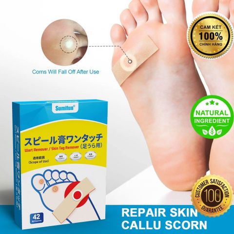 Miếng Dán Mụn Cóc Nhật Bản 42 Miếng - Wart Remover Từ Thảo Mộc, Hiệu Quả An Toàn, Giúp Loại Bỏ Mụn Cóc, Nốt Ruồi, Mụn Thịt Tại Nhà