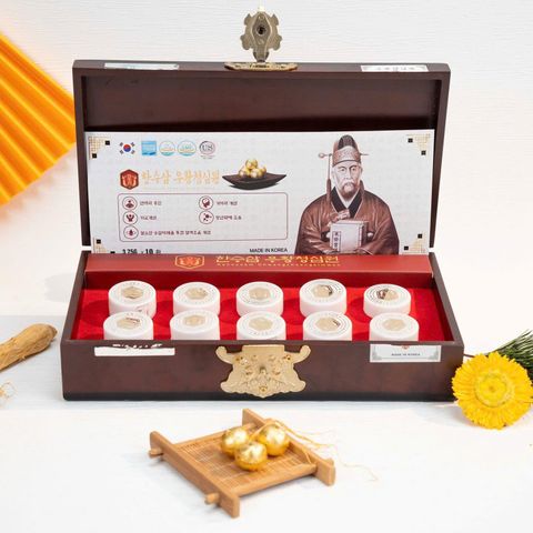 An Cung Ngưu Hoàng Hoàn Hansusam Uhwangcheongsimwon Hàn Quốc 10 Viên - Giúp Bồi Bổ Sức Khỏe và Phòng Chống Tai Biến
