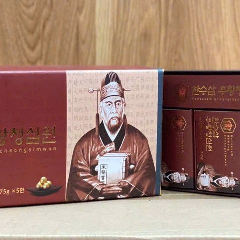 An Cung Ngưu Hoàng Hoàn Hansusam Uhwangcheongsimwon Hàn Quốc 10 Viên - Giúp Bồi Bổ Sức Khỏe và Phòng Chống Tai Biến