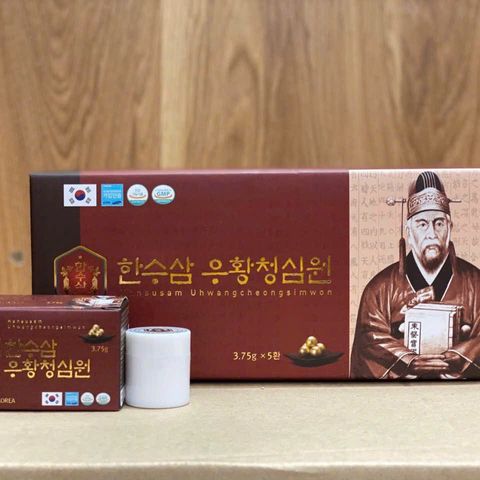 An Cung Ngưu Hoàng Hoàn Hansusam Uhwangcheongsimwon Hàn Quốc 10 Viên - Giúp Bồi Bổ Sức Khỏe và Phòng Chống Tai Biến