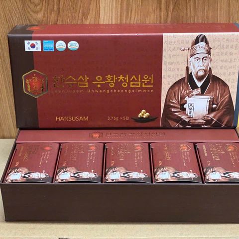 An Cung Ngưu Hoàng Hoàn Hansusam Uhwangcheongsimwon Hàn Quốc 10 Viên - Giúp Bồi Bổ Sức Khỏe và Phòng Chống Tai Biến