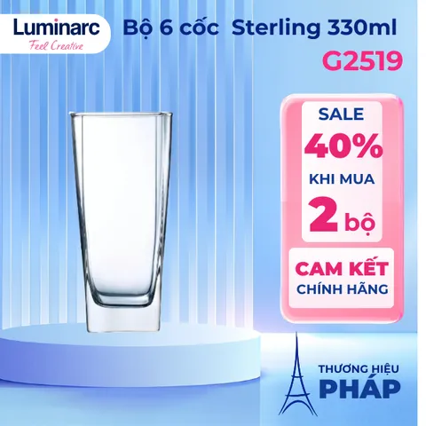 Bộ 6 cốc thủy tinh Luminarc Sterling 330ml - Chất liệu cường lực, an toàn cho sức khỏe, thiết kế hiện đại, hàng chính hãng