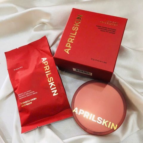 Phấn Nước Aprilskin Hero Cushion SPF50+ PA ++++ 12g - Trang Điểm Dưỡng Ẩm, Che Phủ Khuyết Điểm, Sản Phẩm Hàn Quốc Tươi Mới
