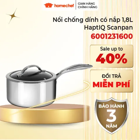 Nồi Chống Dính Scanpan HaptiQ 1.8L Dùng Bếp Từ - Thiết Kế Cao Cấp 16cm, Chống Dính Đảm Bảo 3 Năm, Hàng Chính Hãng Đan Mạch