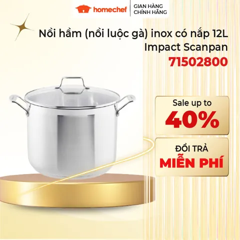 Nồi Luộc Gà Inox 304 Cao Cấp Scanpan Impact 24cm 7.2L - Dùng Bếp Từ, Máy Rửa Bát, Hàng Chính Hãng, Thiết Kế Sang Trọng
