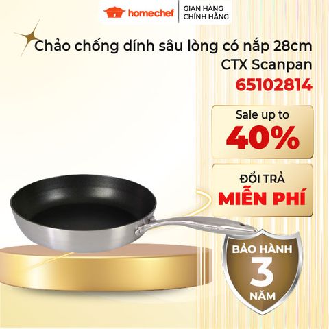 Chảo Chống Dính Scanpan CTX 28cm 7 Lớp - Hàng Chính Hãng, Bền Bỉ, An Toàn Cho Sức Khỏe, Dùng Cho Bếp Từ, Bảo Hành 3 Năm