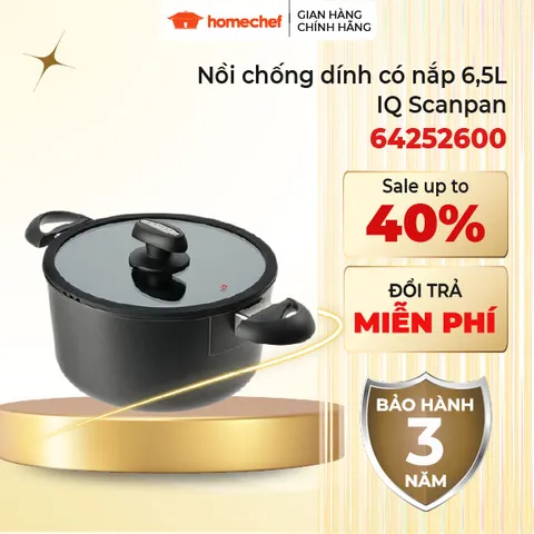 Nồi Chống Dính Scanpan IQ 26cm 6.5L - Hàng Chính Hãng, Dùng Được Cho Bếp Từ, Bảo Hành 3 Năm, Thiết Kế Đan Mạch