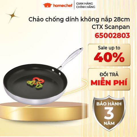 Chảo Chống Dính Scanpan CTX 28cm - 7 Lớp Chất Lượng Cao, Đáy Liền Khối, Dùng Cho Bếp Từ, Bảo Hành 3 Năm, An Toàn Cho Sức Khỏe