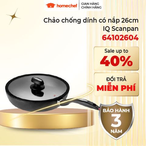 Chảo Chống Dính Scanpan IQ 26cm - An Toàn Cho Sức Khỏe, Dùng Bếp Từ, Lò Nướng, Bảo Hành 3 Năm, Thiết Kế Sang Trọng, Dễ Dàng Vệ Sinh