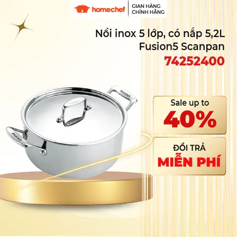 Nồi Inox Scanpan Fusion 5 lớp 20cm 3.2L - Dùng cho bếp từ, máy rửa bát - Hàng chính hãng chất lượng cao từ Đan Mạch