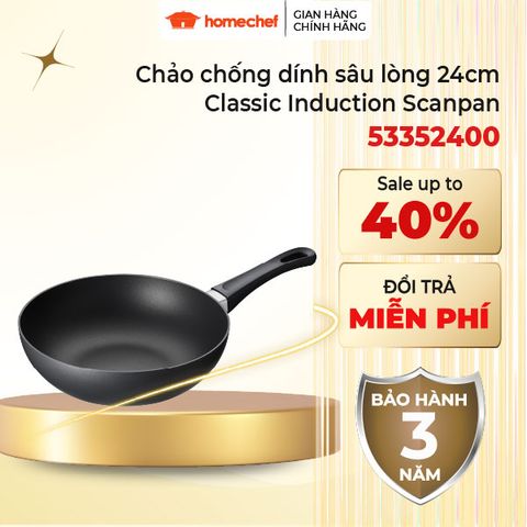Chảo Chống Dính Scanpan Classic 24cm - Sâu Lòng, Dùng Bếp Từ, Bảo Hành 3 Năm, An Toàn Cho Sức Khỏe, Thiết Kế Đan Mạch