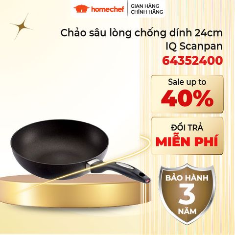 Chảo chống dính Scanpan IQ 24cm - Chảo bếp từ, an toàn sức khỏe, bảo hành 3 năm, hàng chính hãng, thiết kế Đan Mạch