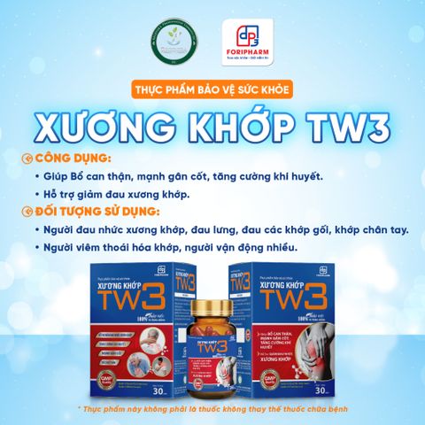XƯƠNG KHỚP TW3 - Hỗ Trợ Giảm Đau Nhức, Tăng Cường Khí Huyết, Bổ Can Thận, Hộp 30 Viên Chính Hãng