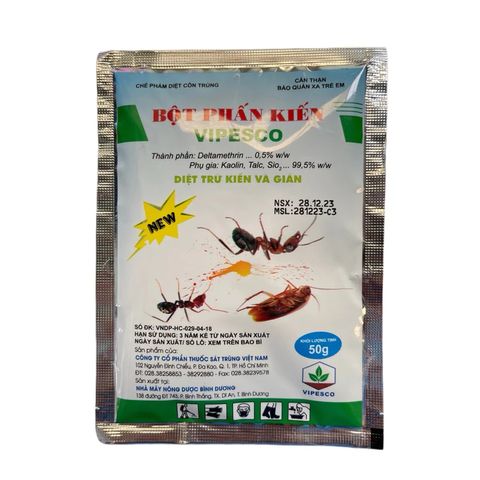 Bột Phấn Kiến Vipesco 50g - Chế Phẩm Diệt Kiến Và Gián Tận Gốc, An Toàn Cho Gia Đình, Hàng Chính Hãng Việt Nam