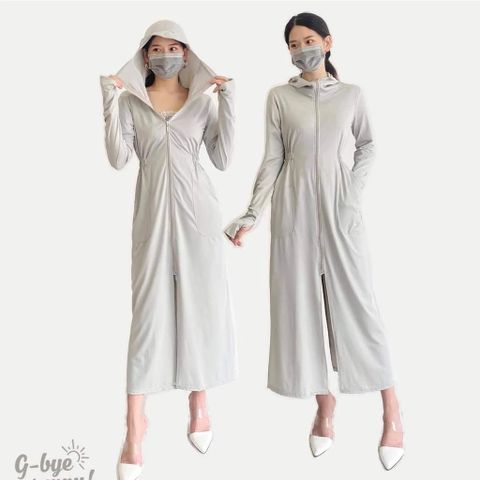 Áo Chống Nắng Nữ Dáng Dài Thời Trang Có Mũ, Khẩu Trang - Chống Nắng Đa Chức Năng, Túi Hai Bên Tiện Lợi, Phù Hợp Dưới 70kg