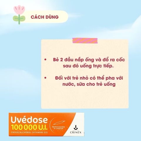Vitamin D3 Uvedose 100000 UI cho bé từ 18 tháng - Liều cao hỗ trợ xương khớp & sức khỏe gia đình (ống 2ml)