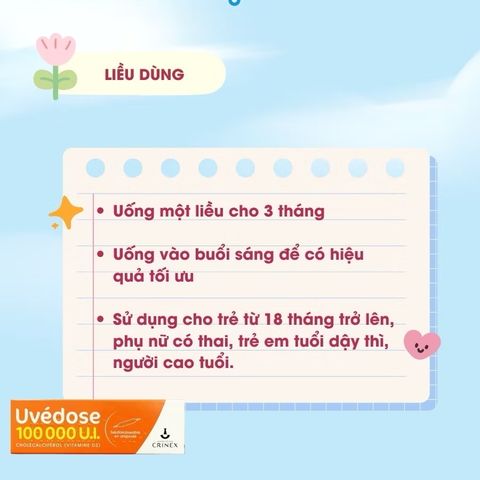 Vitamin D3 Uvedose 100000 UI cho bé từ 18 tháng - Liều cao hỗ trợ xương khớp & sức khỏe gia đình (ống 2ml)