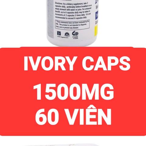 Viên Uống Trắng Da Ivory Caps 1500mg - Tái Tạo Da Sáng Khỏe Từ Bên Trong, Hỗ Trợ Ngăn Ngừa Lão Hóa, Mỹ 60 Viên