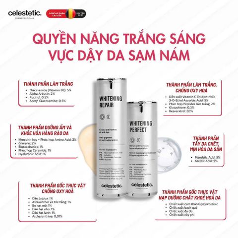 Cặp đôi giảm nám sáng da Celestetic Whiteninh Perfect và Whitening Repair - Giải pháp làm trắng da hiệu quả từ Bỉ