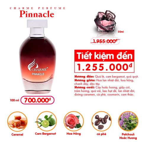 Nước Hoa Nữ Charme Pinnacle EDP 100ml - Hương Quyến Rũ Từ Hoa Hồng, Vani và Hoắc Hương, Phong Cách Sang Trọng cho Phái Đẹp