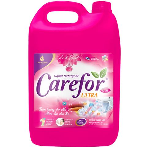 Nước Giặt Dưỡng Vải Carefor Hương Hoa Hồng 5L - Chống Nhăn Hiệu Quả, An Toàn Cho Da Nhạy Cảm, Giặt Sạch Vết Bẩn Cứng Đầu