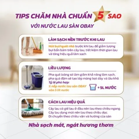 Nước Lau Sàn Đậm Đặc Obay 1000ml - Diệt Khuẩn, Chống Trơn Trượt, Hương Thiên Nhiên Tươi Mát, An Toàn Cho Trẻ Em