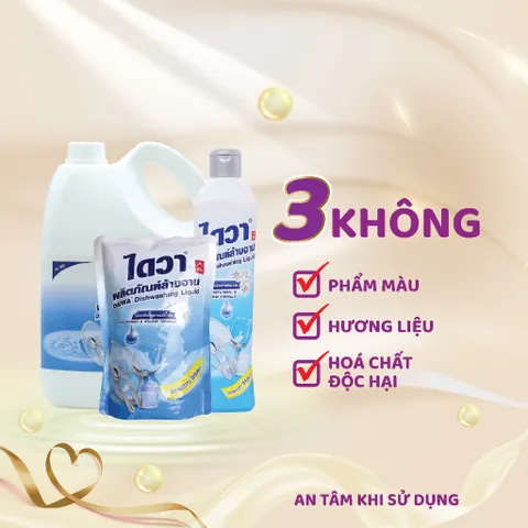 Combo 3 Túi Nước Rửa Chén Bát Đậm Đặc Daiwa 500ml - An Toàn, Không Mùi, Diệt Khuẩn, Xuất Xứ Thái Lan