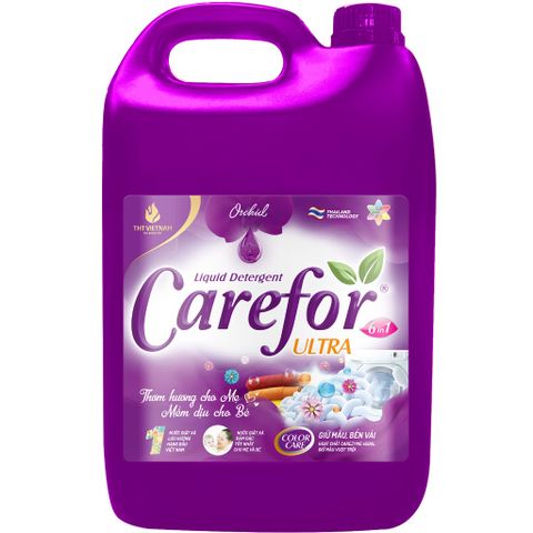 Nước giặt Carefor Hương hoa lan 5 lít - Giặt sạch, Diệt khuẩn 99,99%, Đậm đặc, Lưu hương lâu, An toàn cho da nhạy cảm