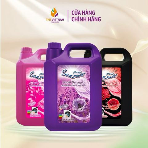 Nước Giặt Xả Vải Sanzoft Hương Hoa Violet Đậm Đặc 5L - Giữ Hương Thơm Lâu, Chăm Sóc Sợi Vải Tối Ưu