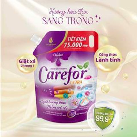 Nước Giặt Xả Vải Carefor 3.6L - Giặt Sạch, Diệt Khuẩn 99.99%, Lưu Hương Dài Lâu, An Toàn Cho Da Nhạy Cảm