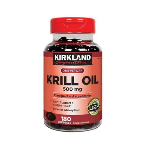Dầu Nhuyễn Thể Kirkland Signature Krill Oil 500mg - 180 Viên Bổ Sung Omega-3 Hỗ Trợ Sức Khỏe Tim Mạch
