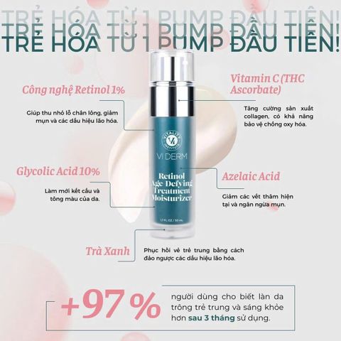 Kem Dưỡng Ẩm Trẻ Hóa Toàn Diện VI Derm Retinol 50ml - Ngăn Ngừa Lão Hóa, Cấp Ẩm, Làm Sáng Da, Phù Hợp Mọi Loại Da