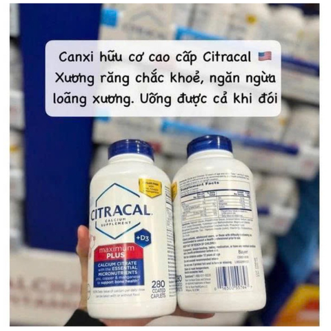 Canxi Citracal Calcium Maximum Plus 280 viên - Hỗ trợ xương khớp và ngăn ngừa loãng xương - Sản phẩm từ Mỹ chất lượng cao