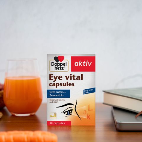 Viên Uống Hỗ Trợ Chống Mỏi Mắt Doppelherz Eye Vital - Tăng Cường Thị Lực, Bổ Sung Vitamin A, C, E, Hộp 30 Viên