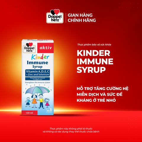 Siro tăng đề kháng trẻ em Doppelherz Kinder Immune Syrup 150ml - Hỗ trợ phòng ngừa ốm vặt, tăng cường sức đề kháng cho bé.